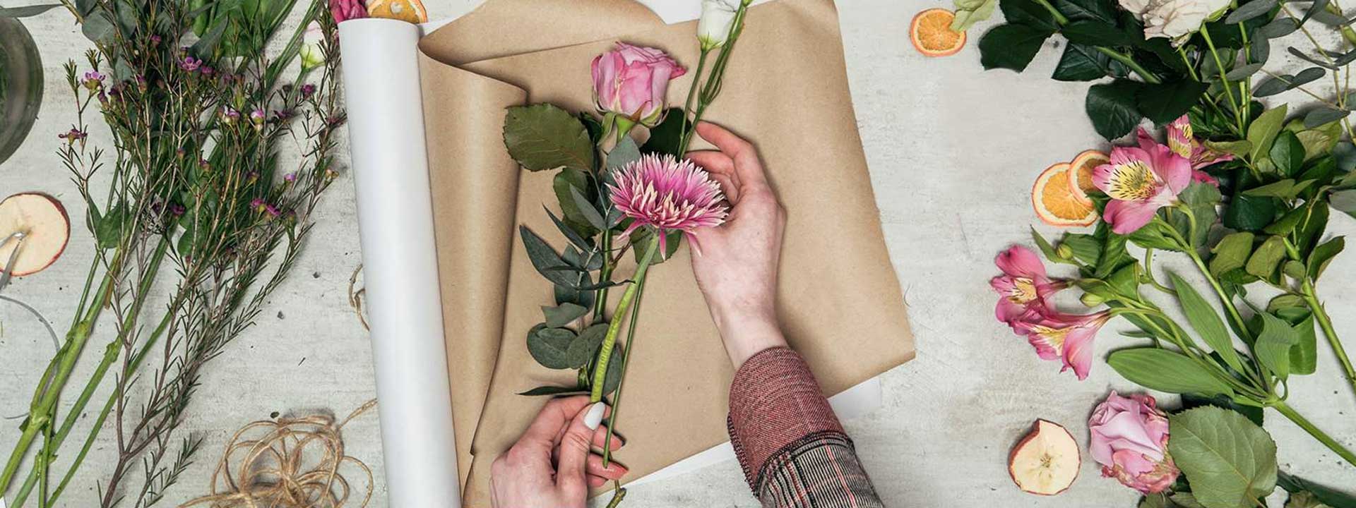 A bouquet of flowers is made